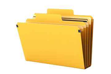 A Stack of Yellow File Folders Ready for Organization on a Clear PNG or White Background.
