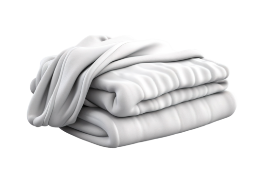 A White Blanket, Folded and Ready for Rest on a Clear PNG or White Background.