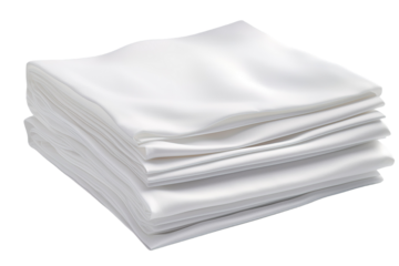 A Pristine Stack of Crisp White Napkins Ready for a Formal Dinner on a Clear PNG or White Background.