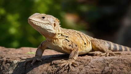 Fototapeta premium Lizard Camouflaged in Its Natural Habitat: Close-Up of a Lizard in Nature