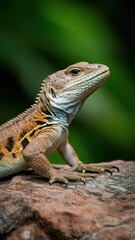 Obraz premium Lizard Camouflaged in Its Natural Habitat: Close-Up of a Lizard in Nature