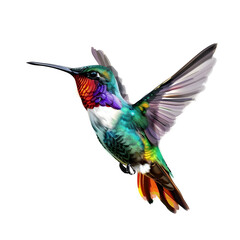 Fototapeta premium Colorful flying hummingbird isolated on a white background