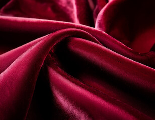 Fototapeta premium Rich Crimson Red Velvet Fabric Texture with Soft, Luxurious Folds