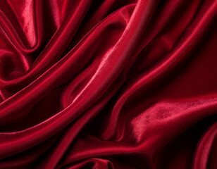 Obraz premium Rich Crimson Red Velvet Fabric Texture with Soft, Luxurious Folds