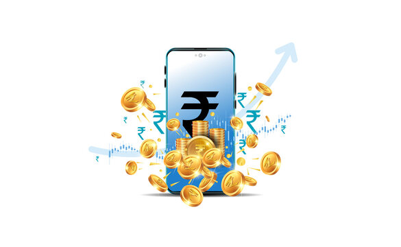 Financial budget, business, banking, growth, Stock market, digital money and Indian rupee background.