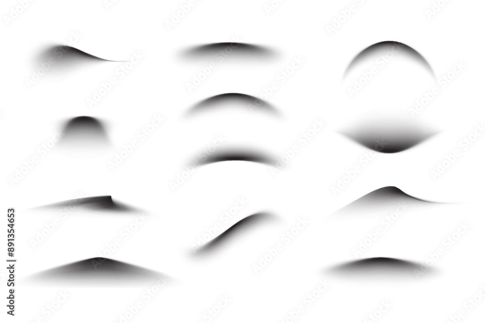 Poster realistic shadows of different shapes vector set. collection of shadow effects with blurred soft edg