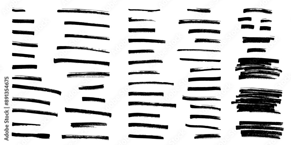 Poster black highlight marker lines isolated on white background. various marker pen strokes with different
