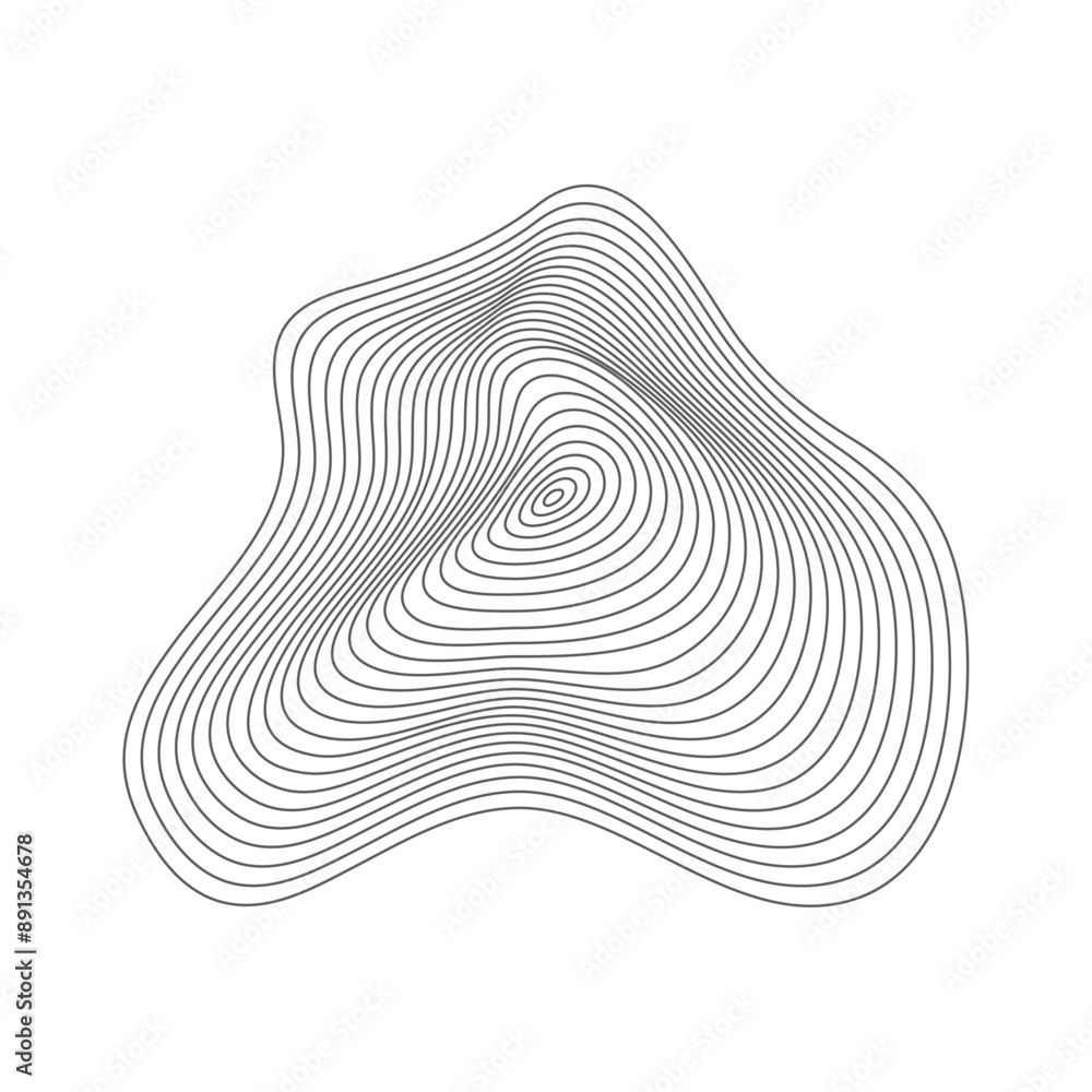 Aufkleber abstract organic ripple line shape pattern vector. topography circle. liquid irregular ring. fluid g
