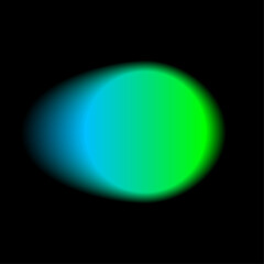 Gradient color round shape background. Abstract green blue blur circle with graduation. Neon coloured rounded icon. Colourful geometric graphic vector illustration isolated on black