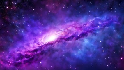 Obraz premium Distant galaxy with vibrant blue and purple hues, stars and cosmic dust, abstract space background