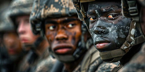 Battle-Tested Unity: Combat-ready troops, standing side by side