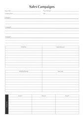Marketing Planning Page Planner Sheets efficient way to organize & track their marketing activities
