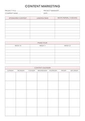 Marketing Planning Page Planner Sheets efficient way to organize & track their marketing activities