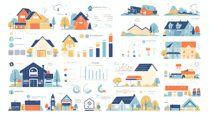 Real estate infographic template elements and icons.
