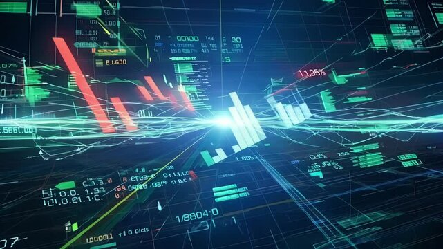 Experience the seamless integration of technology and finance as we fly through an interconnected grid of financial systems.