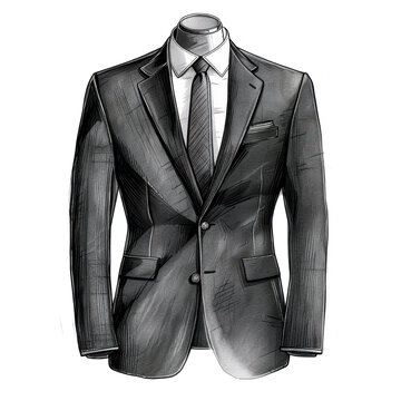 recommend clip art: Sketch of a man's suit on a white background.