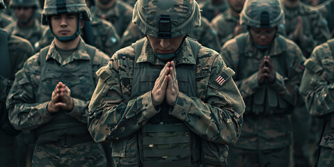 Honor Bound: A group of soldiers standing together, hands clasped in a pledge.
