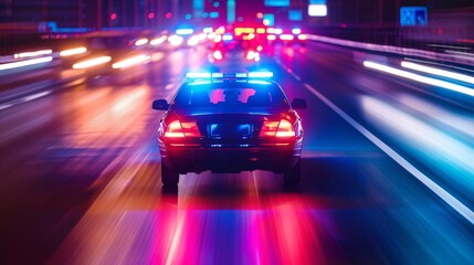 High-Speed Police Chase at Night