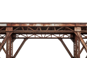 The Rusty Bridge's Silent Strength in the Midday Sun on a Clear PNG or White Background.