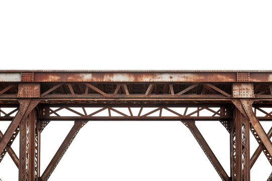 The Rusty Bridge's Silent Strength in the Midday Sun on a Clear PNG or White Background.