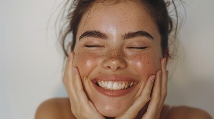 The woman with freckled face