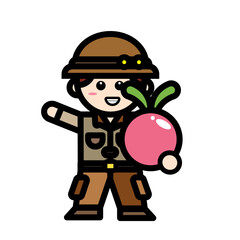 
archaeological man holding an apple