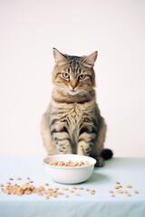 Cat with cat food.