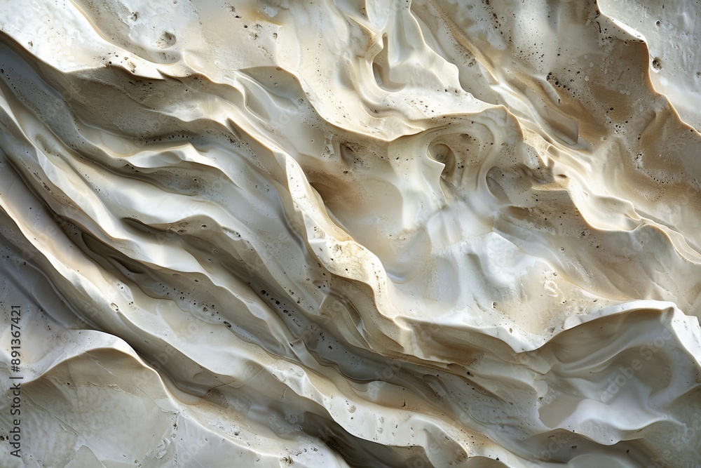 Aufkleber abstract artwork showcasing soft textured folds in beige and white shades, creating a calm and tranq