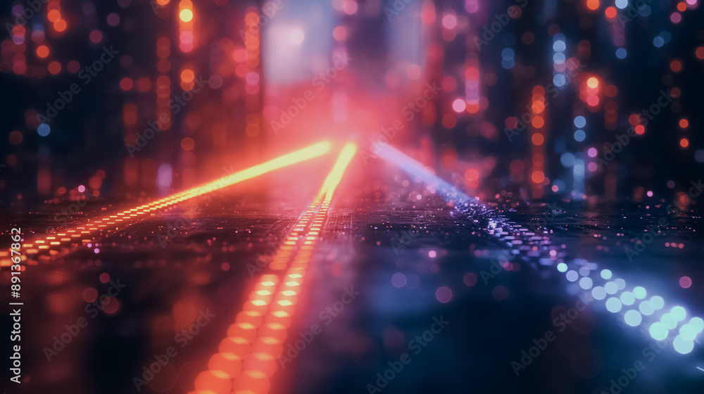 Poster abstract background with vibrant digital arrows pointing up, ideal for representing tech growth and 