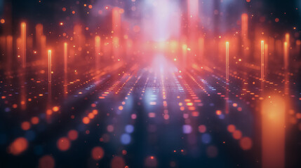 Obraz premium Abstract background with vibrant digital arrows pointing up, ideal for representing tech growth and success.