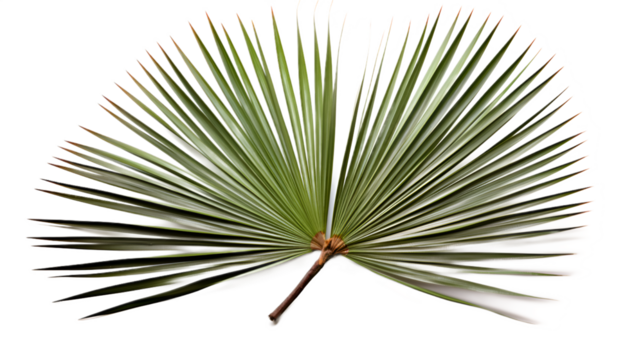 a close up of a palm leaf on a white background