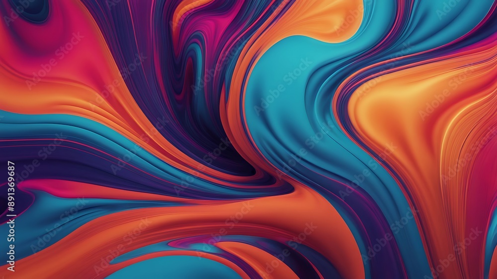 Aufkleber fluid abstract pattern with swirling lines and bold hues, dynamic background