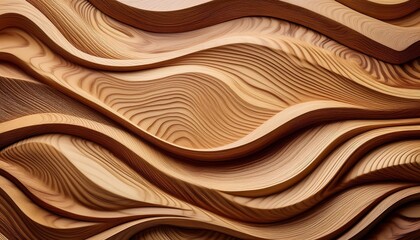 Abstract wooden background, with beautiful wave-shaped wood carvings. Wallpapers. Templates