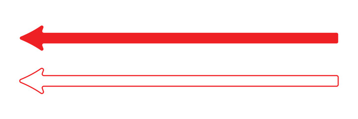 Horizontal long straight arrow signs. Black pointer, direction, position symbol and double arrow icon isolated on white background. Vector Illustration