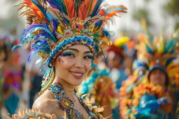 Colorful parade with floats and performers