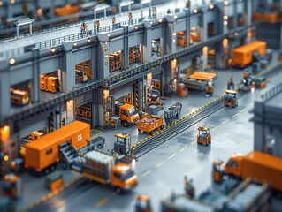 Dynamic Last-Mile Delivery Hub: Hyper-Realistic 3D Rendering of Efficient Logistics Operations at Full Speed