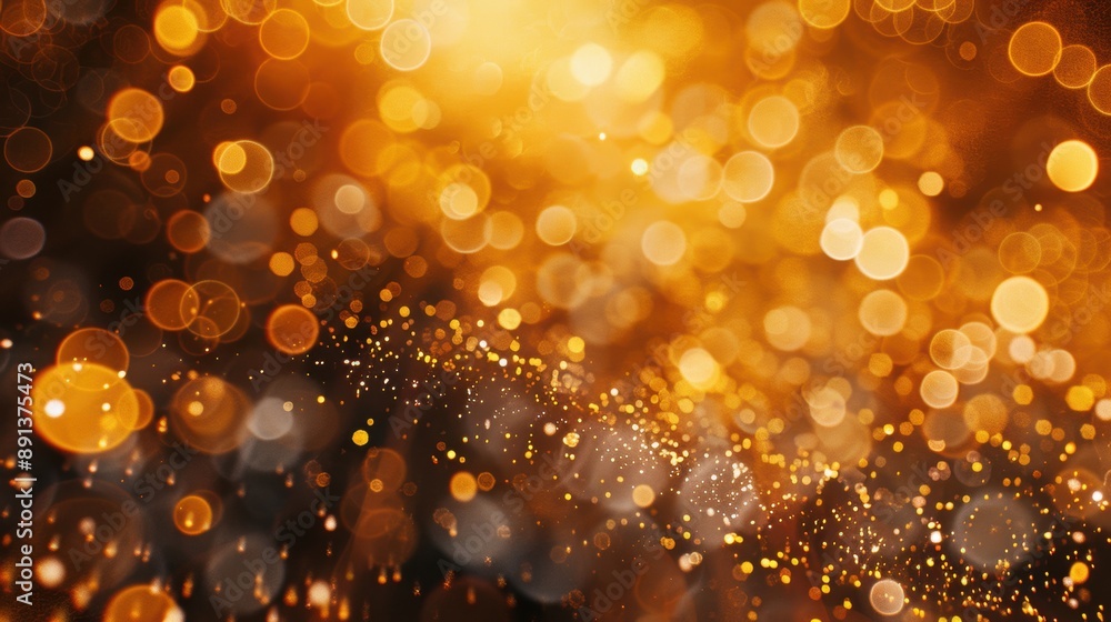 Poster abstract background image with warm golden bokeh lights, creating a festive and sparkling atmosphere