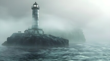 Fototapeta premium A lighthouse stands in the middle of the ocean.