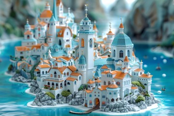 Obraz premium Old town made with cubes and triangles and balls. Generative AI