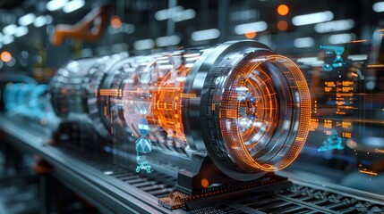 Digital Twin Simulation, A realworld object and its digital twin moving in sync, symbolizing advanced simulation technology