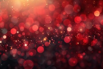 Abstract red background with defocused Christmas lights, glitter bokeh, vintage holiday charm, happy holiday and New Year, Generative AI, festive and warm