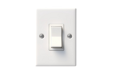 A Simple White Light Switch Against a Clean White Background on a Clear PNG or White Background.