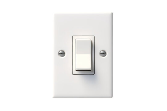 A Simple White Light Switch Against a Clean White Background on a Clear PNG or White Background.