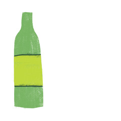 Illustration of green bottle with label and space to add lettering