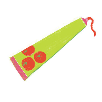 Illustration of tube of tomato pur&eacute;e, isolated, with space for adding text