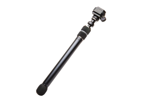 A Telescoping Monopod Extends Its Reach Against a Pure White Background on a Clear PNG or White Background.