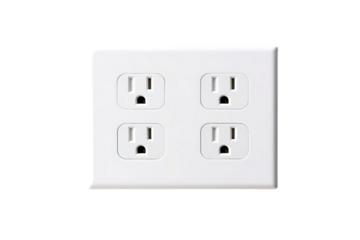 A Quartet of Outlets Beckons in the Pale Light on a Clear PNG or White Background.