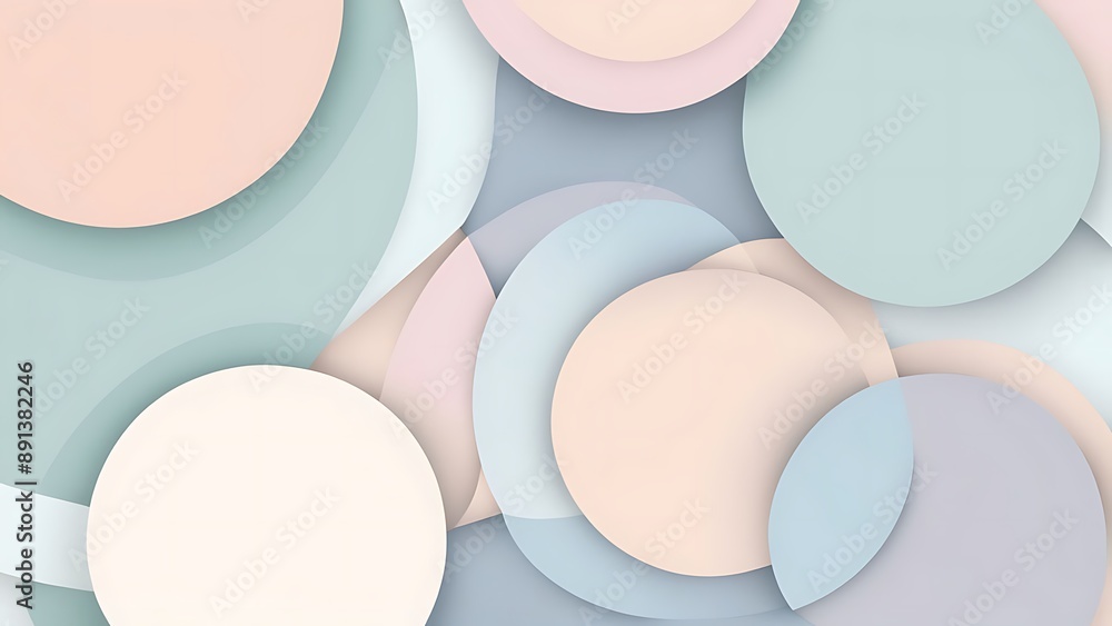 Aufkleber minimalist geometric pattern with overlapping circles and soft pastel colors, calm and serene backgr