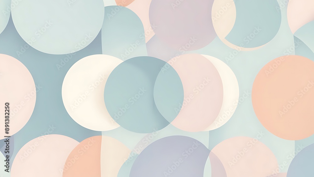 Aufkleber minimalist geometric pattern with overlapping circles and soft pastel colors, calm and serene backgr