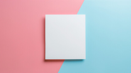 Fototapeta premium Blank white square on pastel colored background with copy space